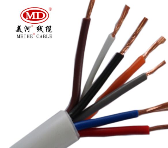 美河電線電纜 RVV7*0.5/0.75/1平方 7芯護套線 電源線 信號線 國標(biāo)軟線